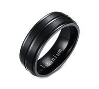 Whoiy Anello da uomo nero con incisione, anello nuziale da 8 mm, in titanio spazzolato, senza pietra, misura 54-70, 67 (21.3), Metallo non prezioso, Nessuna pietra preziosa