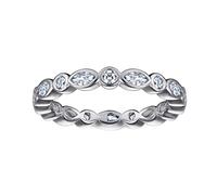 Whoiy Anello dell'amicizia in argento S925, di forma rotonda, per Natale/Capodanno, vestibilità comoda, J 1/2-T 1/2, oro bianco/oro rosa, Argento sterling, Zirconia cubica