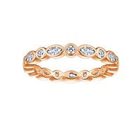 Whoiy Anello dell'amicizia in argento S925, di forma rotonda, per Natale/Capodanno, vestibilità comoda, J 1/2-T 1/2, oro bianco/oro rosa, Argento sterling, Zirconia cubica