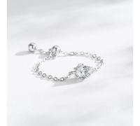 Whoiy Anello di fidanzamento da donna, in oro bianco, regolabile, con diamanti allevati da laboratorio da 0,5 carati, 14 (17,2), metallo prezioso Gemma, Diamante sintetico di laboratorio