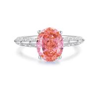 Whoiy Anello di fidanzamento in oro bianco e bianco, anello di fidanzamento, anello solitario in vero oro, senza pietra, 3 carati, 14 (17,2), metallo prezioso Gemma, Padparadja creata