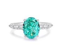 Whoiy Anello di fidanzamento in oro bianco e bianco, anello di fidanzamento, anello solitario in vero oro, senza pietra, 3 carati, 21 (19,4), metallo prezioso Gemma, Paraíba Creato