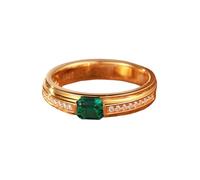 Whoiy Anello di fidanzamento in oro, in vero oro con smeraldo da 0,5 carati, adatto per donne, 21 (19,4), metallo prezioso Gemma, Smeraldo Creato