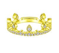 Whoiy Anello in argento S925 unico e affascinante anello di promessa, a forma rotonda, per anniversario, design unico, J 1/2-T 1/2 argento/oro rosa/oro, Argento sterling, Zirconia cubica