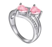 Whoiy Anello in argento Sterling 925 unico e affascinante, semplice fede nuziale, a forma di cuore, anelli per anniversario da donna, design unico, J 1/2-T 1/2 argento, Argento sterling, Zirconia