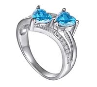 Whoiy Anello in argento Sterling 925 unico e affascinante, semplice fede nuziale, a forma di cuore, anelli per anniversario da donna, design unico, J 1/2-T 1/2 argento, Argento sterling, Zirconia