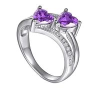 Whoiy Anello in argento Sterling 925 unico e affascinante, semplice fede nuziale, a forma di cuore, anelli per anniversario da donna, design unico, J 1/2-T 1/2 argento, Argento sterling, Zirconia