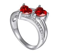 Whoiy Anello in argento Sterling 925 unico e affascinante, semplice fede nuziale, a forma di cuore, anelli per anniversario da donna, design unico, J 1/2-T 1/2 argento, Argento sterling, Zirconia