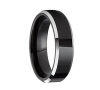 Whoiy Anello in titanio per coppie, con incisione, 6 mm/8 mm, nero, con bordo smussato, lucido, per coppia, misura 47-70