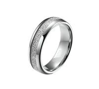 Whoiy Anello in tungsteno da uomo con nome inciso, meteoriti intarsiati, 4 mm/6 mm/8 mm, larghezza argento, anello nuziale, senza pietra, per uomo, misura 52-67, 20 (19,1), Metallo non prezioso