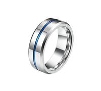 Whoiy Anello nuziale da uomo in argento 8 mm di larghezza, anello di fidanzamento con scanalatura in tungsteno al centro, anelli da uomo con incisione personalizzata, senza pietra, bigiotteria da uomo