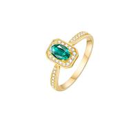 Whoiy Anello nuziale in oro vero e proprio fidanzamento, con 0,5 carati di smeraldo, elegante per donna, 49 (15.6), metallo prezioso Gemma, Smeraldo