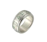 Whoiy Anello per Fidanzamento, Anelli Uomo Argento Acciaio 9MM Parole Cinesi Anelli Anti Stress con Personalizzabile Incise Misura 25
