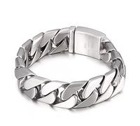 Whoiy Bracciale Argento Uomo, Braccialetto Uomo Acciaio Inox Forma Catena Cubana Regalo del Migliore Amico Braccialetto 22cmx17mm