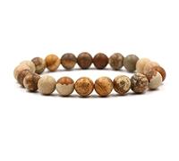 Whoiy Bracciale Uomo Estivo, Bracciali Donna Estivi Marrone Zirconia Cubica Perle di Mantra A Sei Caratteri in Pietra Naturale da 10mm 19cmx10mm,1 Pz