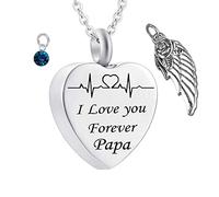 Whoiy Catene a forma di urna per cenere, ciondolo a forma di cuore, in acciaio inox, con ciondolo a forma di cuore e scritta in lingua tedesca "Ich liebe Dich für immer Papa Memorial", incisione