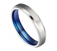 Whoiy Coppia di anelli in argento blu, con incisione in titanio spazzolato, 4 mm/6 mm/8 mm, bicolore alla moda, misura 47-71