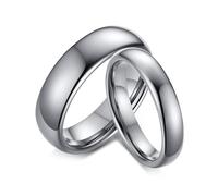 Whoiy Coppia di anelli in argento lucido, in carburo di tungsteno da 4 mm/6 mm, con incisione personalizzata per lui e per lei, Damen 52 (16.6) & Herren 70 (22.3), Metallo non prezioso, Nessuna pietra