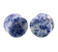 Whoiy Ear Plug - Set di 2 piercing per orecchio, 6 - 16 mm, blu e bianco, per uomo e donna, 6mm, Pietra, Senza Gemstone