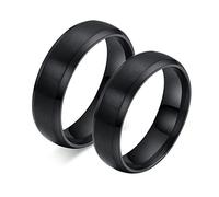 Whoiy FEDI Nuziali, Anelli Personalizzabili Nero Acciaio Inossidabile Bordo Smussato ad Anello Spazzolato da 6 mm Anello di Coppia Regalo di San Valentino