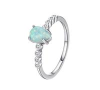 Whoiy Fedi nuziali in argento 925, da donna anelli di nozze Unique Bandring verde opale per le donne, Opale