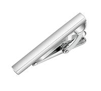 Whoiy Fermacravatta Uomo Argento, Fermacravatta Slim Acciaio Inossidabile Barra Lucida Forma Regalo di Festa Fermacravatte 4.1x0.5cm