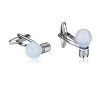 Whoiy Gemelli Camicia Uomo Blu, Gemelli da Polso Acciaio Inossidabile Lampadina della Lampada Forma Regalo di Festa Gemelli della Camicia 2x1cm