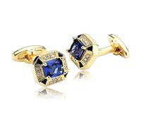 Whoiy Gemelli Camicia Uomo Blu Oro, Gemelli Camicia Acciaio Inossidabile Poligono Regalo di San Valentino Gemelli della Camicia 1.4x1.7cm
