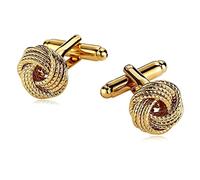 Whoiy Gemelli Camicia Uomo Eleganti, Gemelli Camicia Uomo Oro Acciaio Inossidabile Nodo d'Amore Forma Regalo di Festa Gemelli della Camicia 1.3x1.3cm