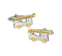 Whoiy Gemelli Camicia Uomo Eleganti, Polsini Gemelli Giallo Ottone Auto dei Vigili del Fuoco Forma Regalo di Festa Gemelli 24x12mm