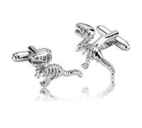 Whoiy Gemelli Personalizzati Uomo, Polsini Gemelli Argento Acciaio Inossidabile Dinosauro Forma Regalo Amico Gemelli della Camicia 1.6x2.8cm