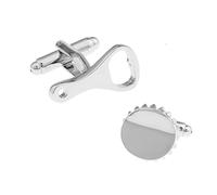 Whoiy Gemelli Uomo, Camicia Gemelli Argento Rame Apribottiglie E Coperchio della Birra Forma Regalo di Compleanno Gemelli 2.2x1.1cm
