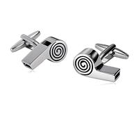 Whoiy Gemelli Uomo Incisione, Polsini Gemelli Argento Acciaio Inossidabile a Forma di Fischietto Regalo di Festa Gemelli della Camicia 2.3x1.2cm