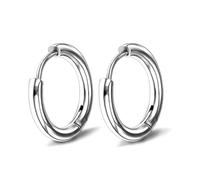 Whoiy - Orecchini a cerchio in argento/oro/nero/oro rosa unisex, orecchini in acciaio inox con conchiglia, piccoli orecchini a cerchio per donna/uomo, gioielli, orecchini, piccolo regalo, 20mm, Non