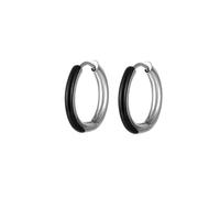 Whoiy Orecchini a cerchio unisex, smaltati, in acciaio inox, colore nero, 12 mm, per donna/uomo, piccolo regalo, Nessuna pietra preziosa