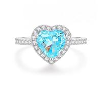 Whoiy Padparadscha, anelli creati da donna, a forma di cuore, in vero oro, in oro bianco, anello di fidanzamento con 4 carati, Padparadja, 16 (17,8), metallo prezioso Gemma, Topazio