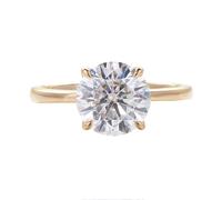 Whoiy Trauring - Anello da donna in oro giallo 585, con moissanite 1 ct D Color VVS1, in oro giallo 14 carati, con incisione, misura 60 (19,1)