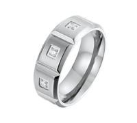 Whoiy Trauring - Anello da uomo in acciaio inox, 8 mm, colore: oro/argento, con incisione alla moda, da uomo, taglia 54-65, 20 (19,1), Metallo non prezioso, Zirconia cubica