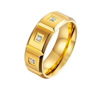 Whoiy Trauring - Anello da uomo in acciaio inox, 8 mm, colore: oro/argento, con incisione alla moda, da uomo, taglia 54-65, 62 (19.7), Metallo non prezioso, Zirconia cubica