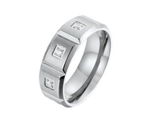 Whoiy Trauring - Anello da uomo in acciaio inox, 8 mm, colore: oro/argento, con incisione alla moda, da uomo, taglia 54-65, 62 (19.7), Metallo non prezioso, Zirconia cubica