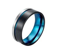 Whoiy Trauring - Anello da uomo in acciaio inox, 8 mm, opaco, colore nero e blu, con incisione, bigiotteria da uomo, misura 54-70, 70 (22.3), Metallo non prezioso, Nessuna pietra preziosa