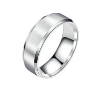 Whoiy Trauring - Anello da uomo in acciaio inox, 8 mm, semplice, colore argento/oro/nero, spazzolato, con incisione, bigiotteria da uomo, misura 52-70, 67 (21.3), Metallo non prezioso, Nessuna pietra