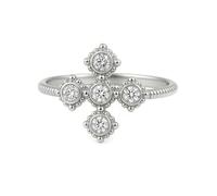 Whoiy Trauring - Fedi nuziali da donna in oro bianco, con croce e moissanite, anelli di fidanzamento, in oro bianco, 16 (17,8), metallo prezioso Gemma, Moissanite