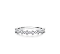 Whoiy Trauring - Fedi nuziali in oro bianco da donna, con diamanti allevati da laboratorio, mezza eternità, per donne, 20 (19,1), metallo prezioso Gemma, Diamante allevato da laboratorio