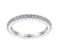 Whoiy Unique Charming S925 anello di promessa anello in argento a forma rotonda, gioiello affascinante regalo per anniversario, comodo da indossare, H 1/2-T 1/2 oro bianco/oro rosa/oro, Argento