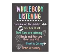 Whole Body Listening Poster Classroom Rules Social Emotional Learning for Preschool Elementary Kindergarten Behavior Management(Framed,16x24inch(40x60cm))