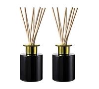Whole Housewares Diffusore di fragranze per ambienti - Include 16 bastoncini naturali e tappo dorato - Perfetto per case, uffici e qualsiasi spazio di lusso - 6,5 x 10 cm, Nero