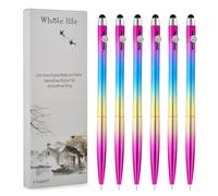 whole life Penna a sfera 2 in 1 con punta stilo, penna a diamante a punta fine con inchiostro con punte stilo da 0,7 mm, penne cinesi a inchiostro nero, colori arcobaleno, penne a punta media,