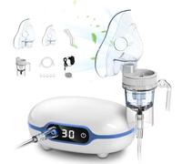 Wholede Aerosol Portatile Silenzioso con Display Digitale, Nebulizzatore Inalatore Silenzioso, Inalatore Aerosol con 2 Maschera e 1 Boccaglio, Macchina Aerosol per Adatto ad Adulti e Bambini