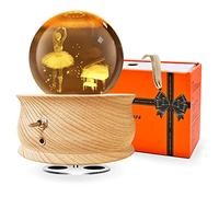 Wholede Carillon in Legno con Sfera di Cristallo Rotante a 360°, Funzione di Proiezione di Luce Calda, Musica Rilassante, Lampada a LED, Idea Regalo da Donna, per Il Compleanno e la Festa della Mamma